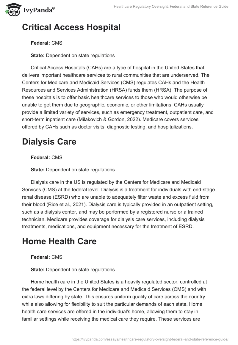 Healthcare Regulatory Oversight: Federal and State Reference Guide. Page 2
