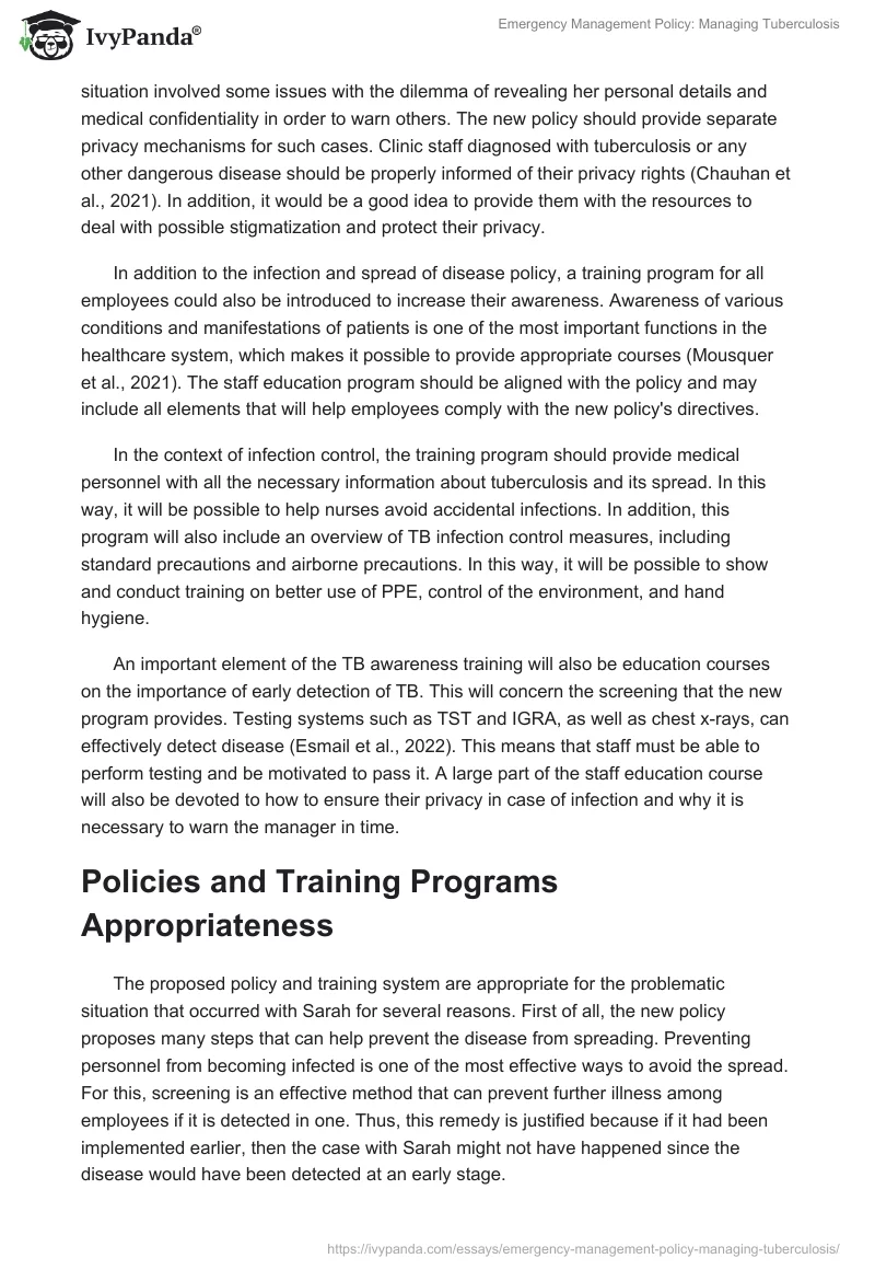 Emergency Management Policy: Managing Tuberculosis. Page 2