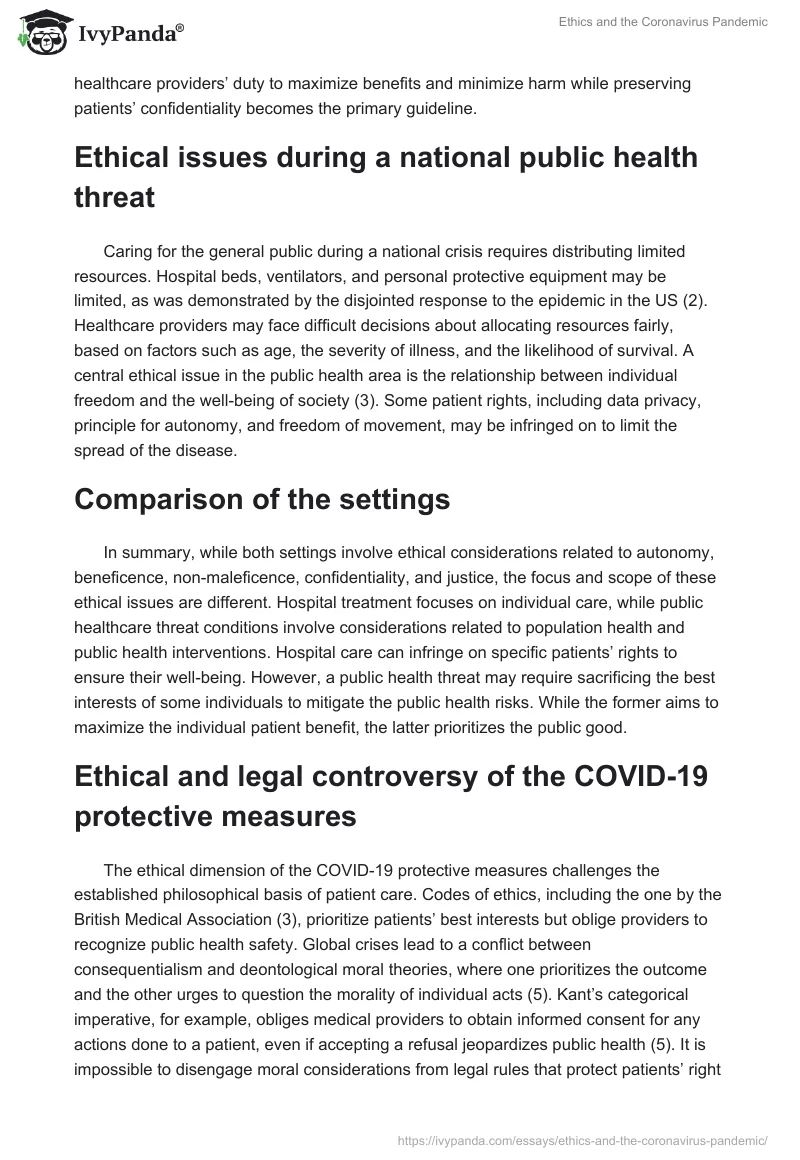 Ethics and the Coronavirus Pandemic. Page 2