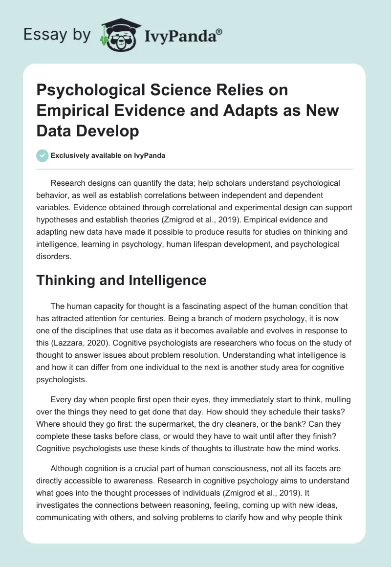 Psychological Science Relies on Empirical Evidence and Adapts as New Data Develop. Page 1
