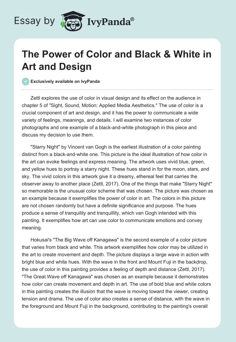The Power of Color and Black & White in Art and Design. Page 1