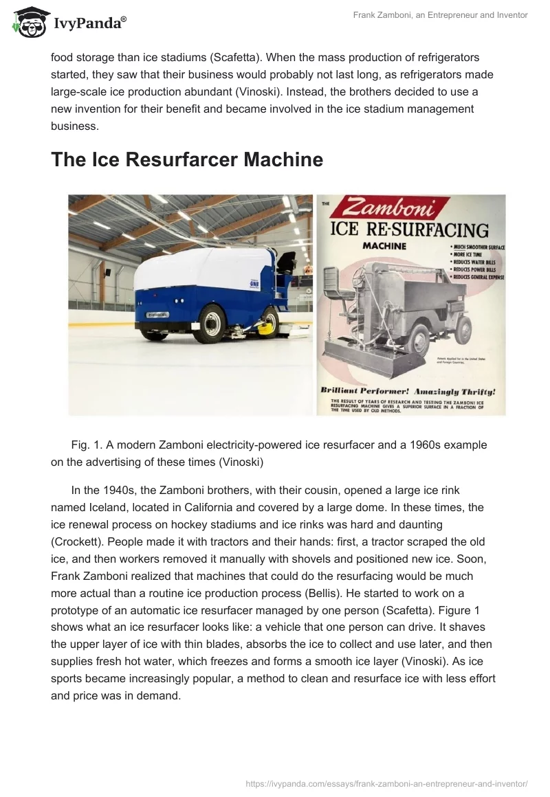 Frank Zamboni, an Entrepreneur and Inventor. Page 2