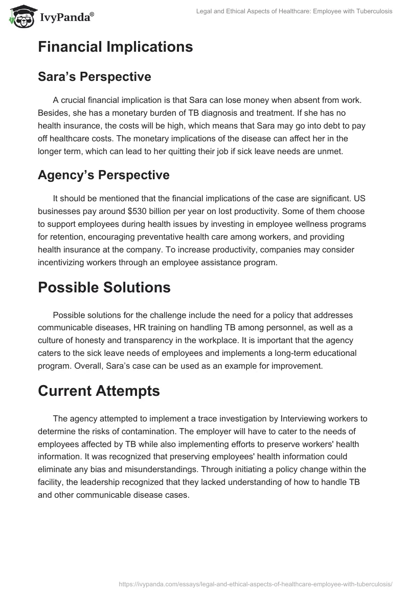 Legal and Ethical Aspects of Healthcare: Employee with Tuberculosis. Page 4