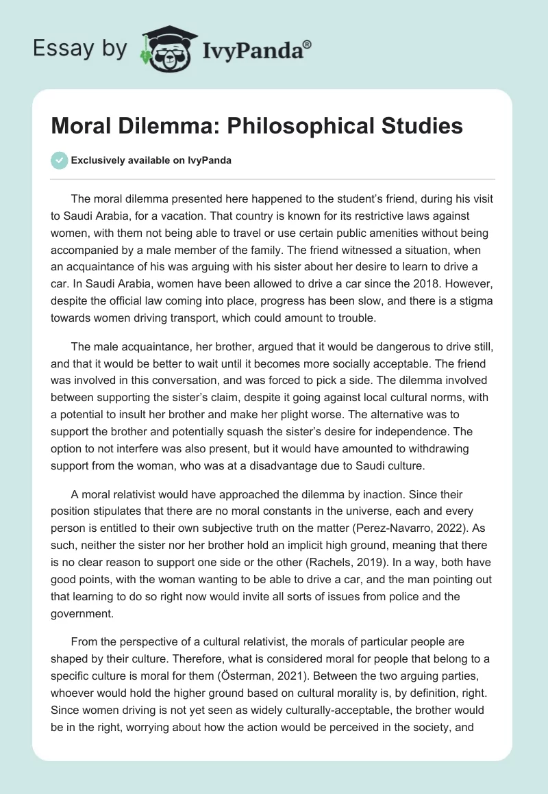 Moral Dilemma: Philosophical Studies. Page 1
