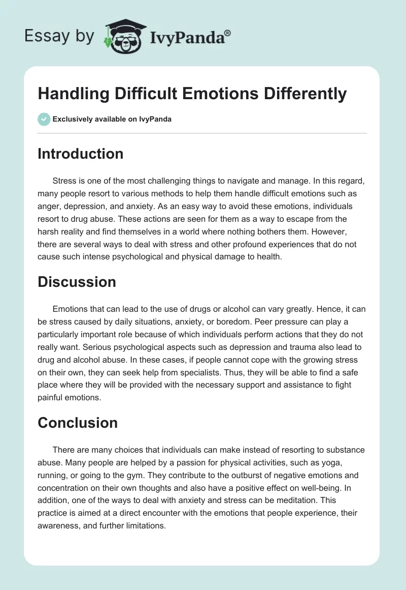 Handling Difficult Emotions Differently. Page 1