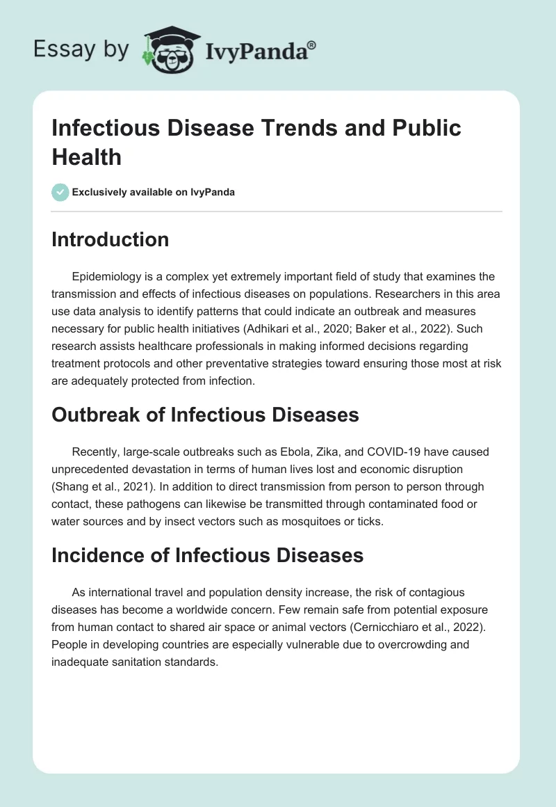 Infectious Disease Trends and Public Health. Page 1