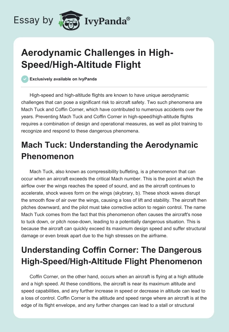 Aerodynamic Challenges in High-Speed/High-Altitude Flight. Page 1