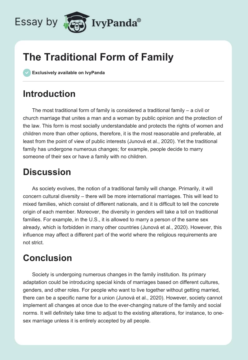 The Traditional Form of Family. Page 1