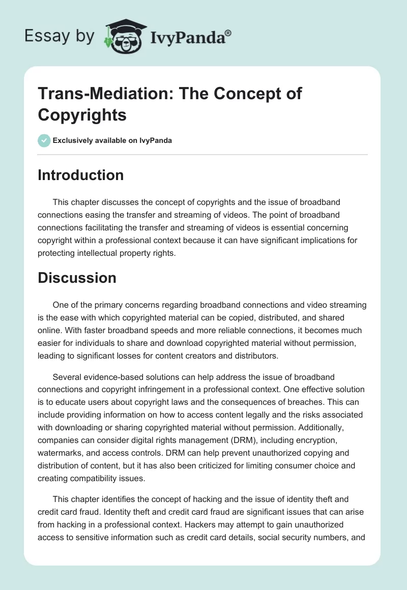 Trans-Mediation: The Concept of Copyrights. Page 1