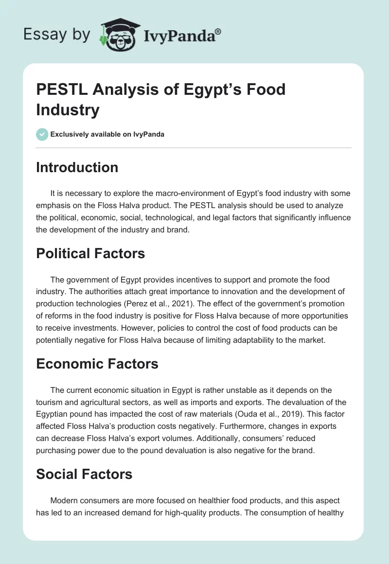 PESTL Analysis of Egypt’s Food Industry. Page 1