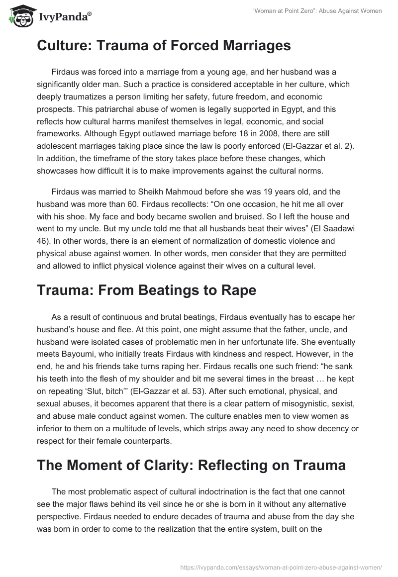 “Woman at Point Zero”: Abuse Against Women. Page 4