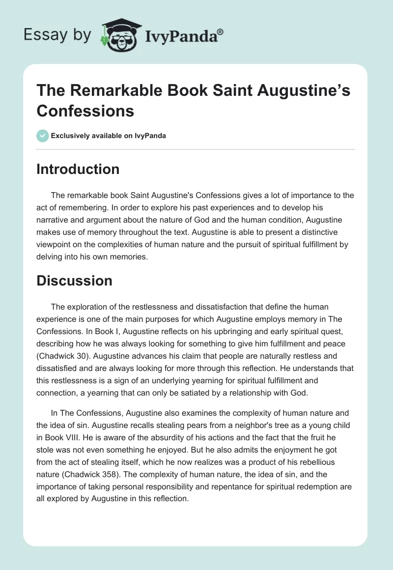 The Remarkable Book Saint Augustine’s Confessions. Page 1