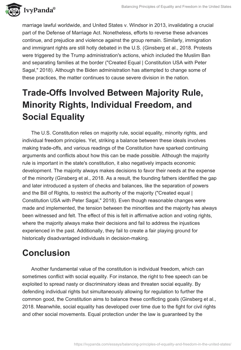 Balancing Principles of Equality and Freedom in the United States. Page 3