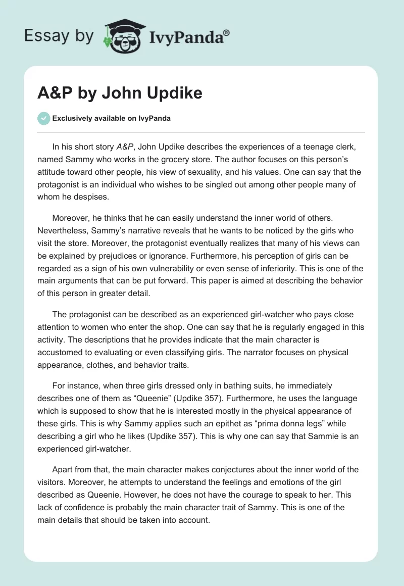 A&P by John Updike. Page 1