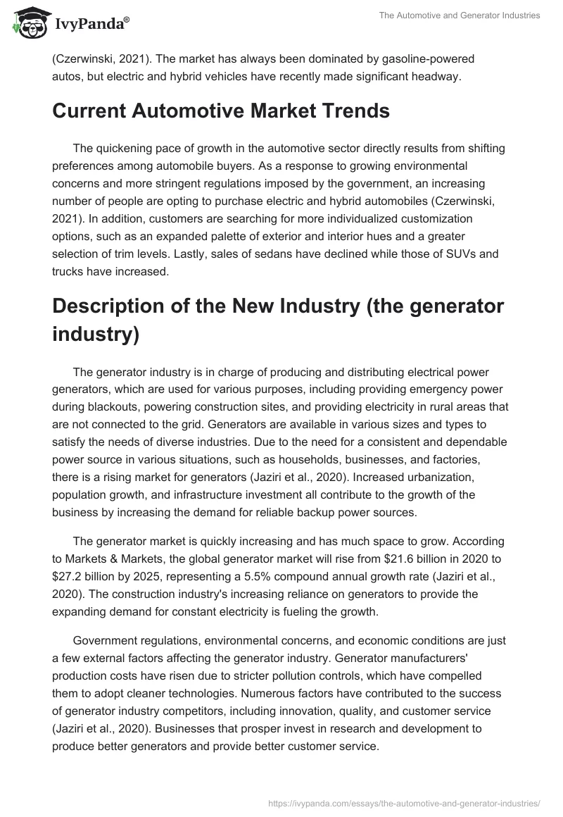 The Automotive and Generator Industries. Page 2