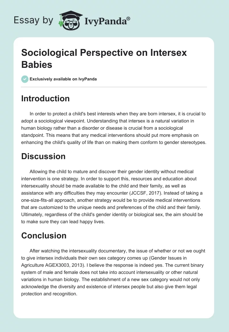 Sociological Perspective on Intersex Babies. Page 1