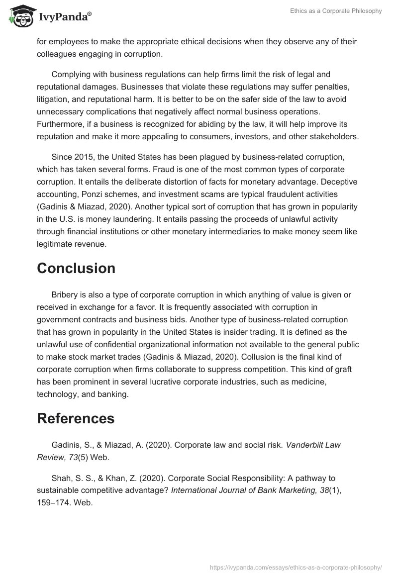 Ethics as a Corporate Philosophy. Page 2