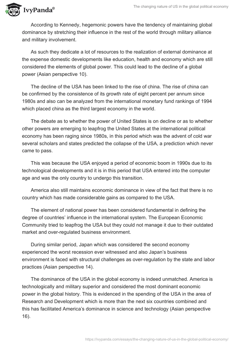 The changing nature of US in the global political economy. Page 3
