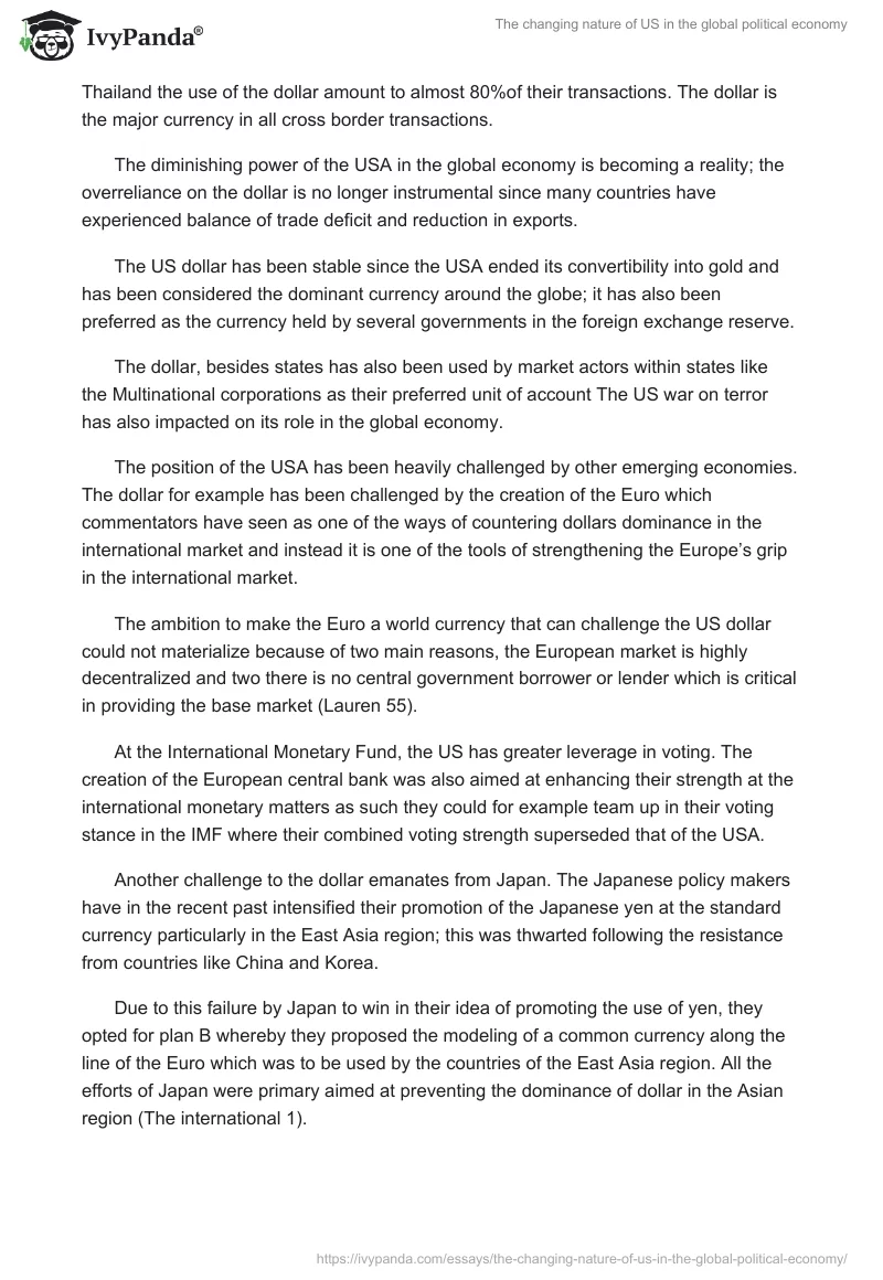 The changing nature of US in the global political economy. Page 5