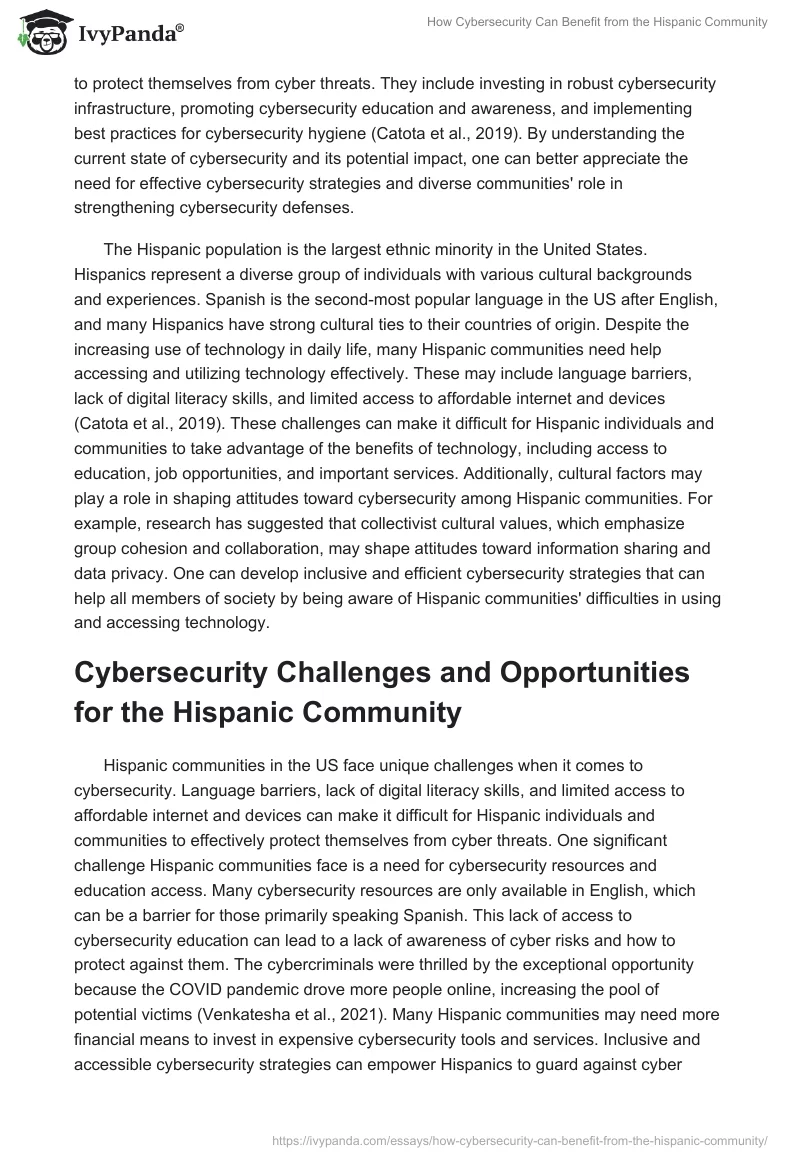 How Cybersecurity Can Benefit from the Hispanic Community. Page 2