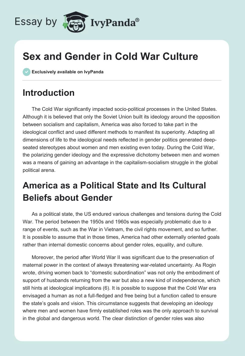 Sex and Gender in Cold War Culture. Page 1
