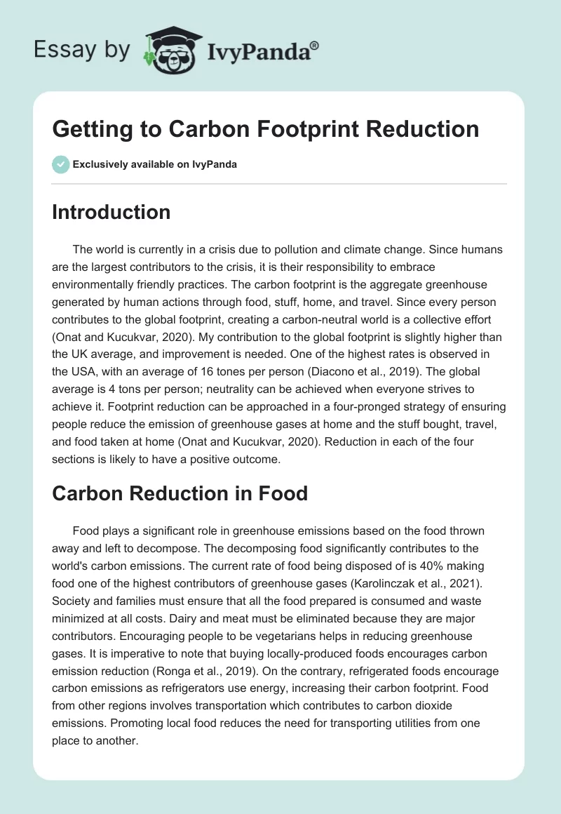 Getting to Carbon Footprint Reduction. Page 1