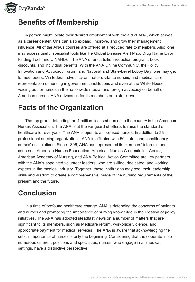Aspects of the American Nurses Association. Page 2
