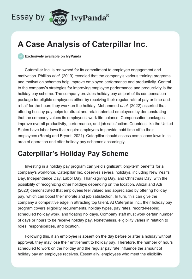 A Case Analysis of Caterpillar Inc.. Page 1