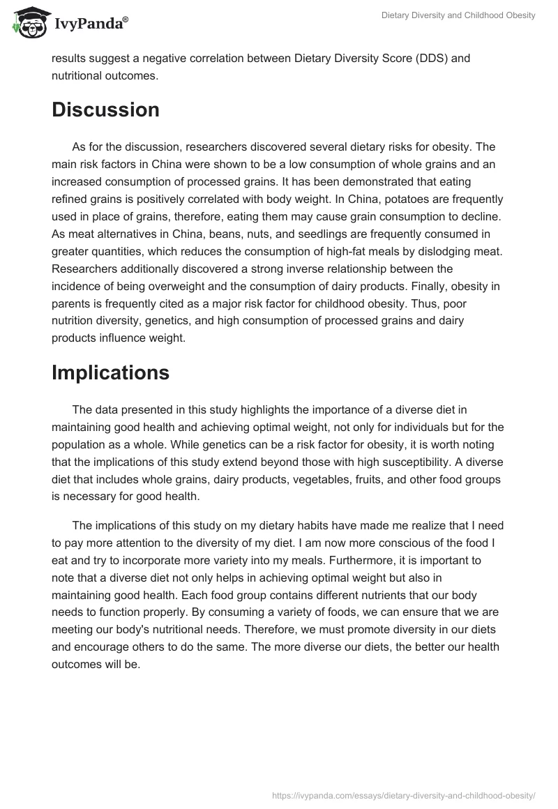 Dietary Diversity and Childhood Obesity. Page 2