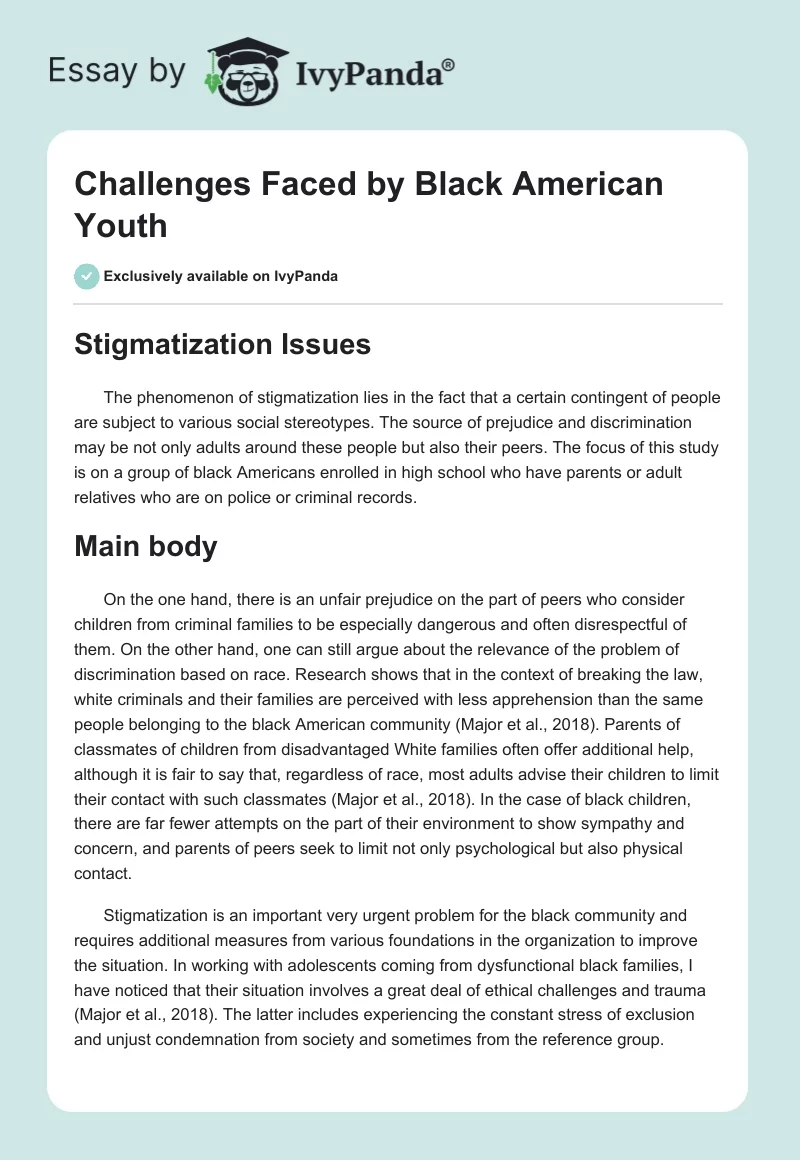 Challenges Faced by Black American Youth. Page 1