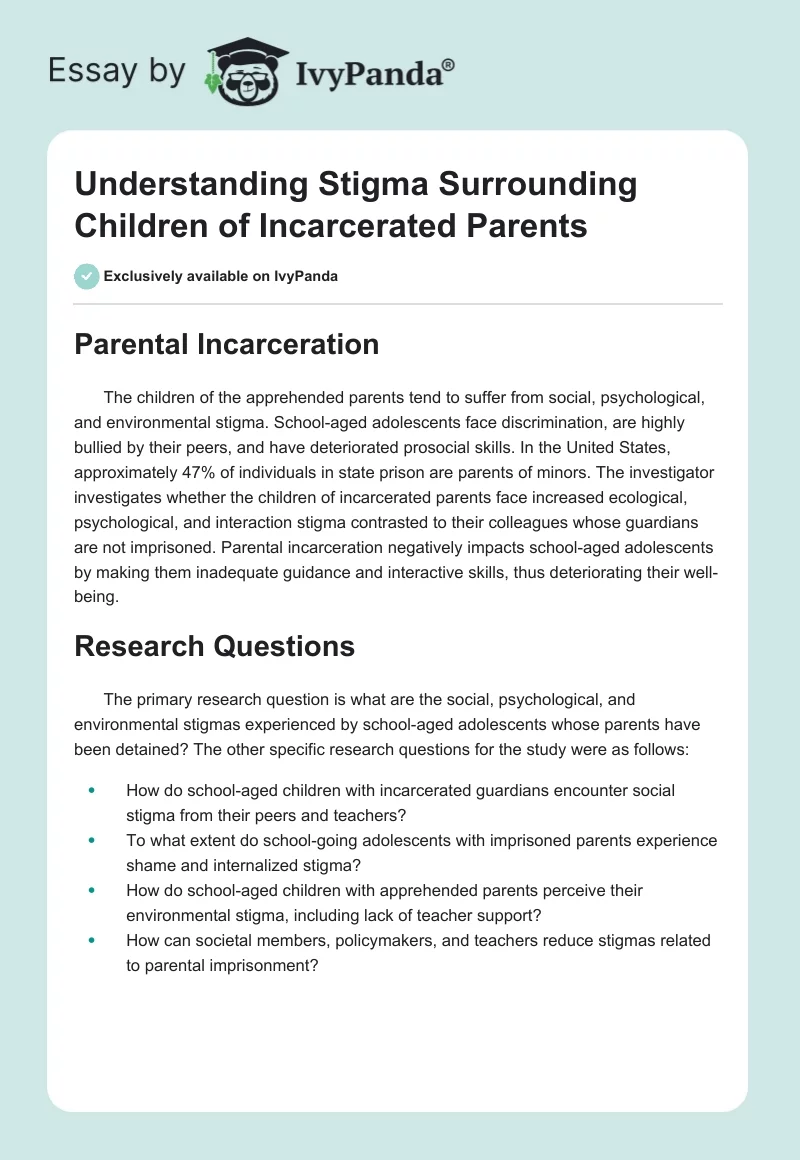 Understanding Stigma Surrounding Children of Incarcerated Parents. Page 1