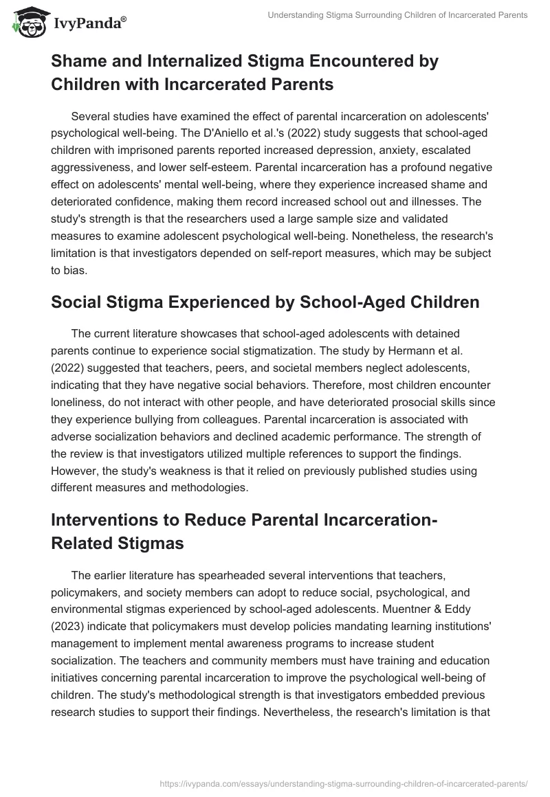 Understanding Stigma Surrounding Children of Incarcerated Parents. Page 3