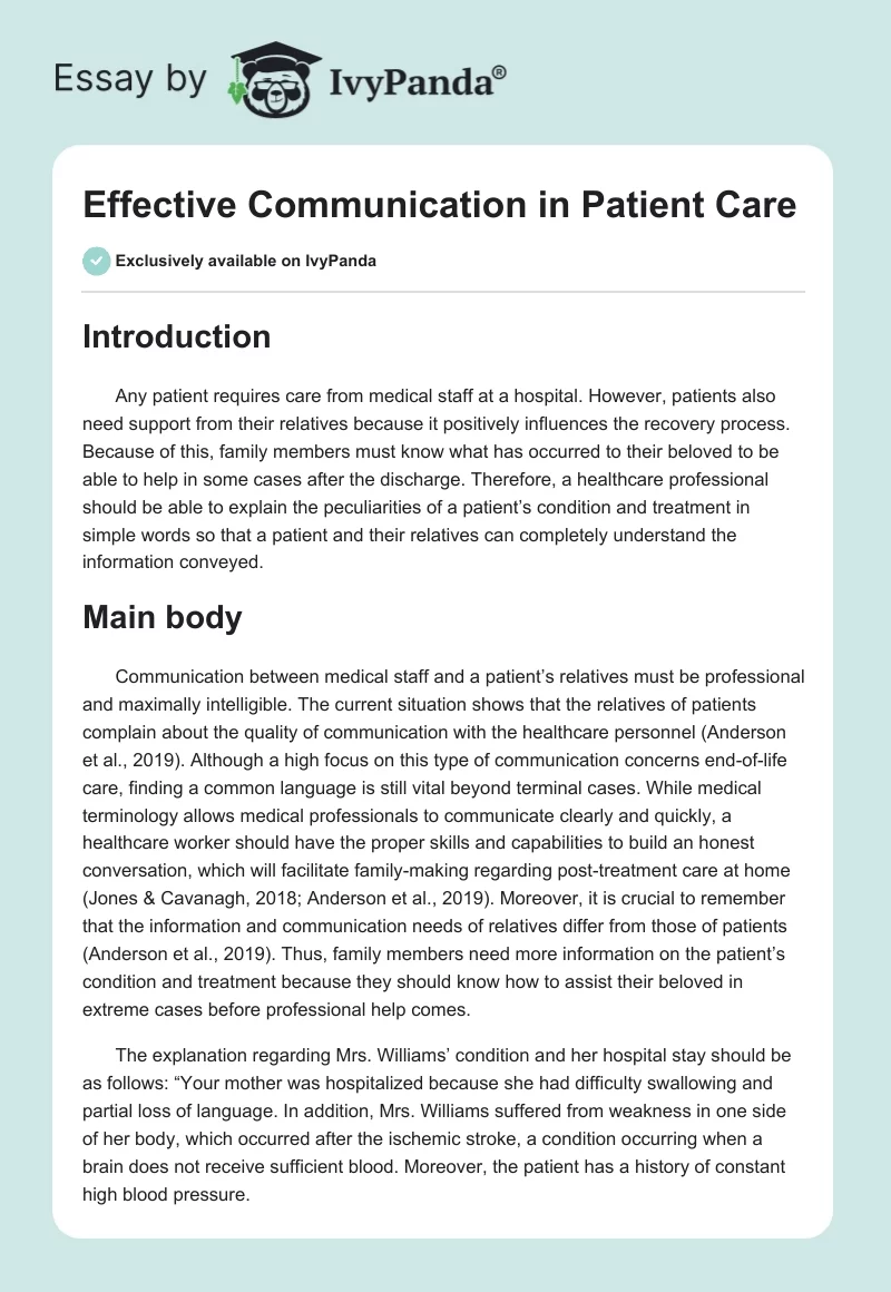 Effective Communication in Patient Care. Page 1