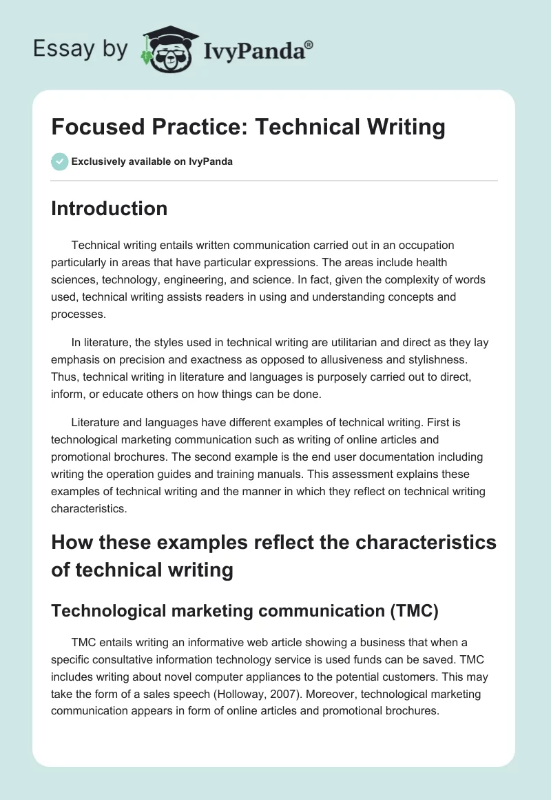 Focused Practice: Technical Writing. Page 1