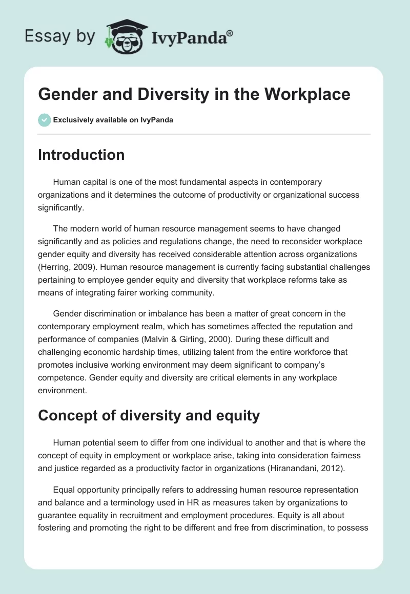 Gender and Diversity in the Workplace. Page 1