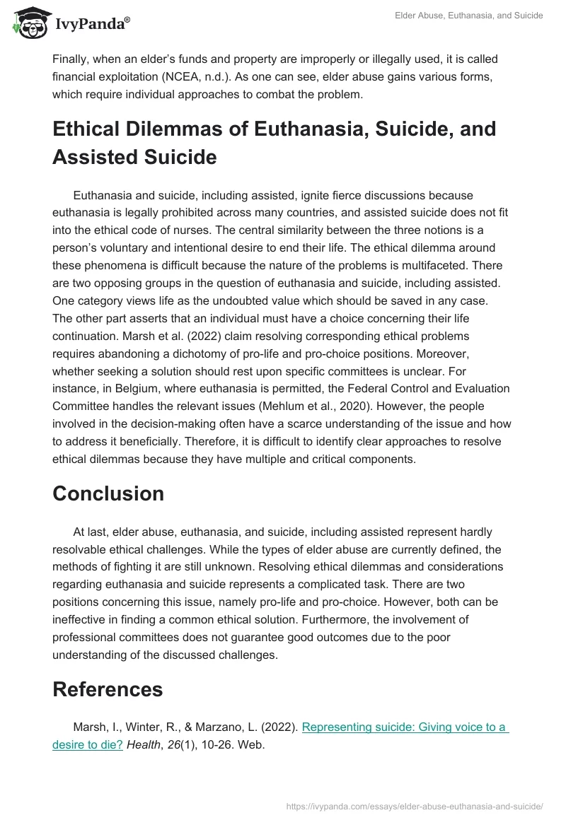 Elder Abuse, Euthanasia, and Suicide. Page 2