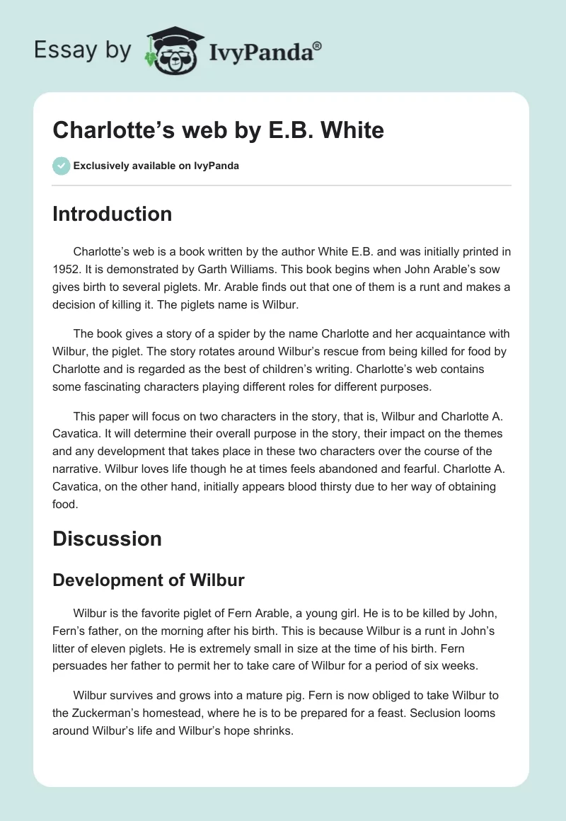"Charlotte’s web" by E.B. White. Page 1
