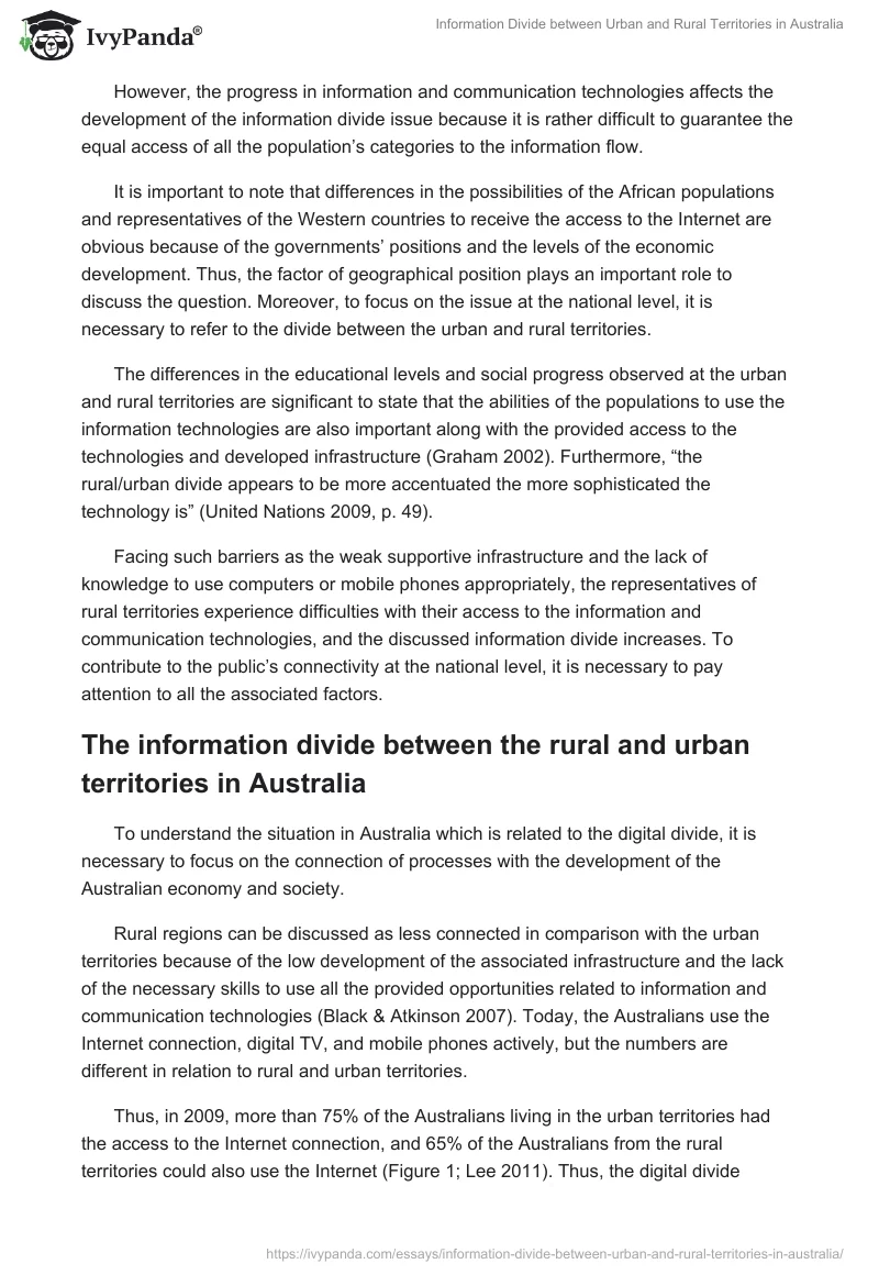 Information Divide between Urban and Rural Territories in Australia. Page 3