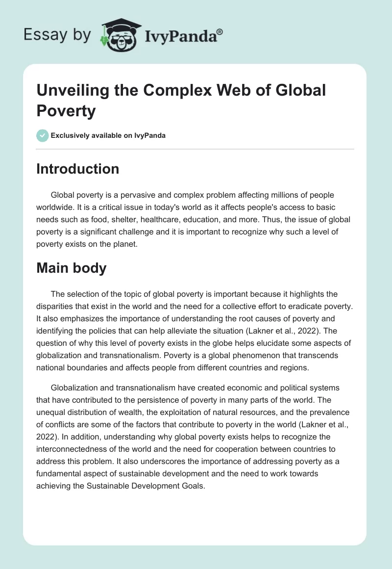 Unveiling the Complex Web of Global Poverty. Page 1