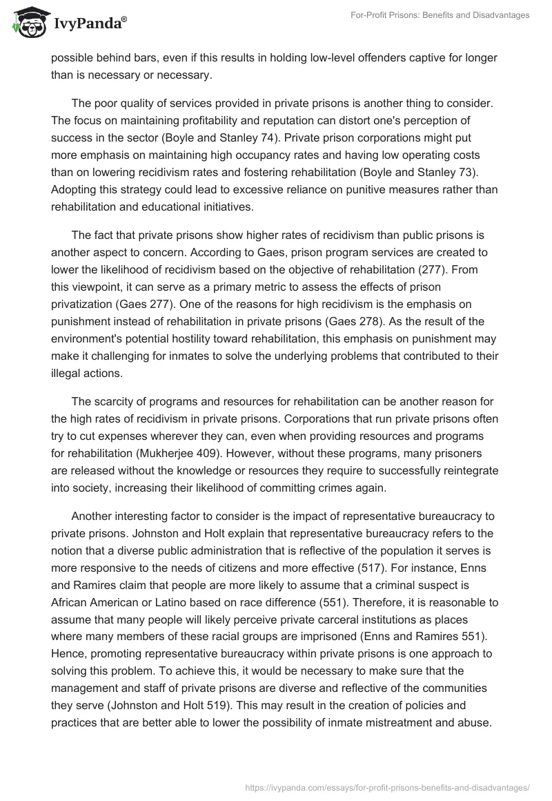 For-Profit Prisons: Benefits and Disadvantages. Page 2
