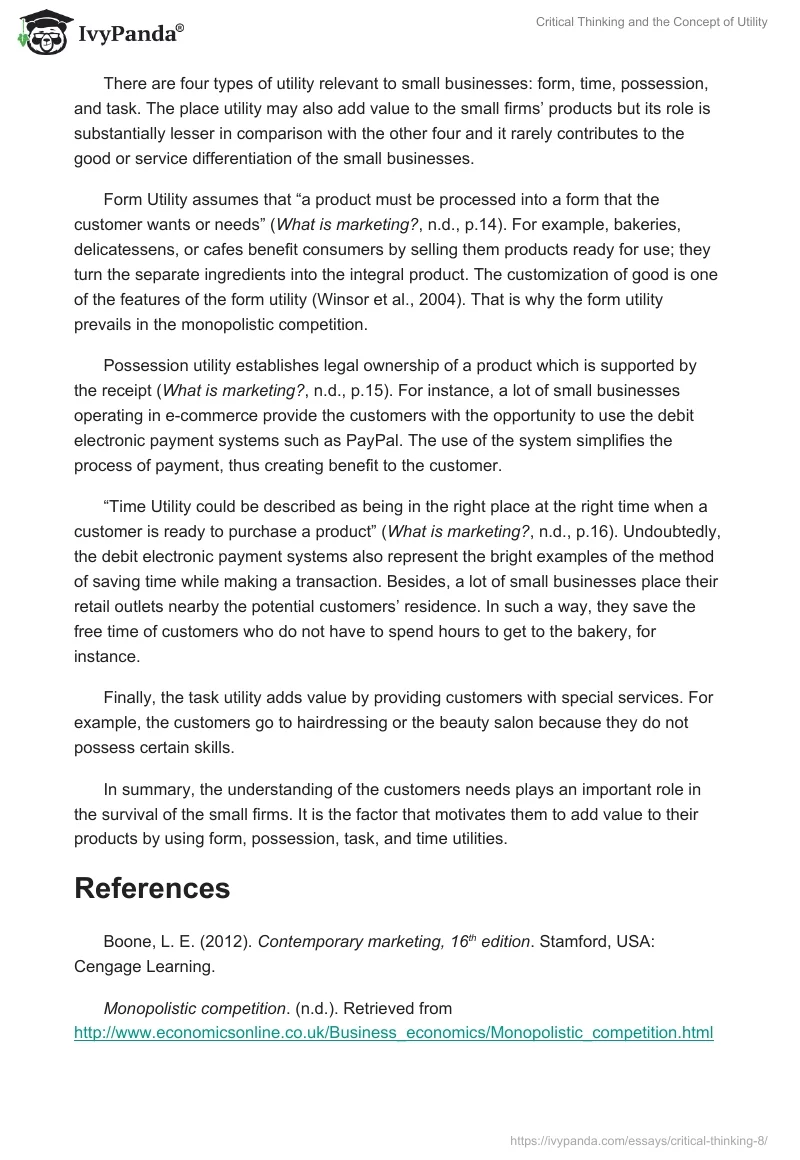 Critical Thinking and the Concept of Utility. Page 2