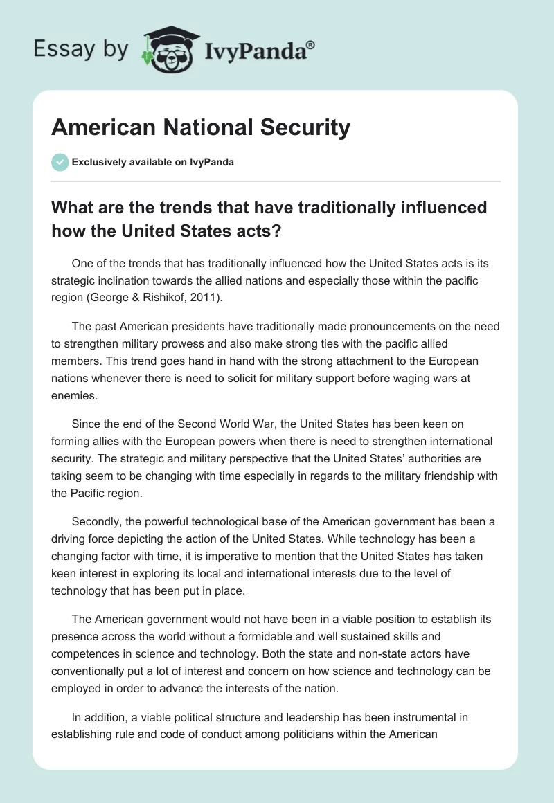 American National Security. Page 1