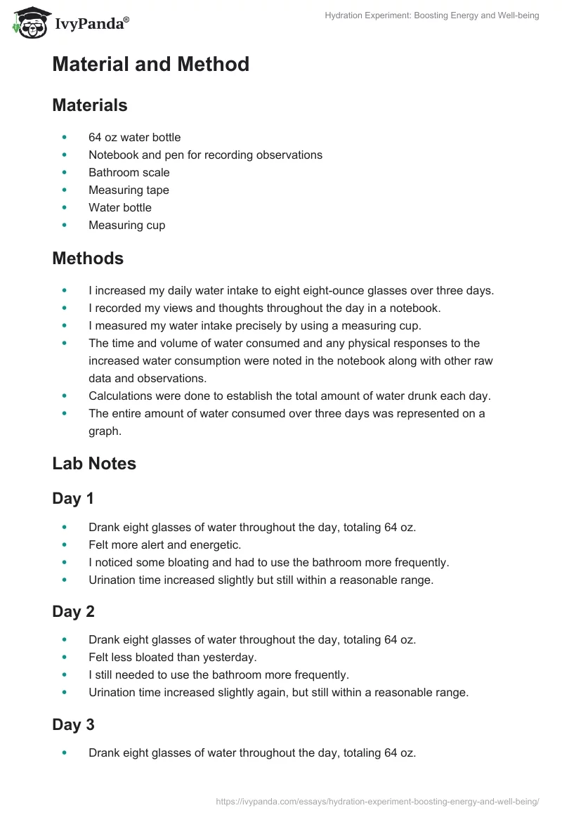 Hydration Experiment: Boosting Energy and Well-being. Page 2