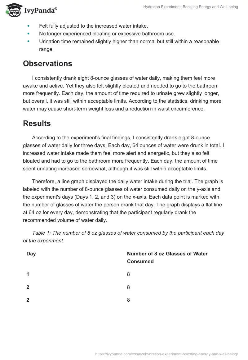 Hydration Experiment: Boosting Energy and Well-being. Page 3