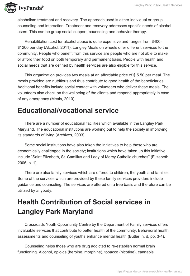 Langley Park: Public Health Services. Page 2