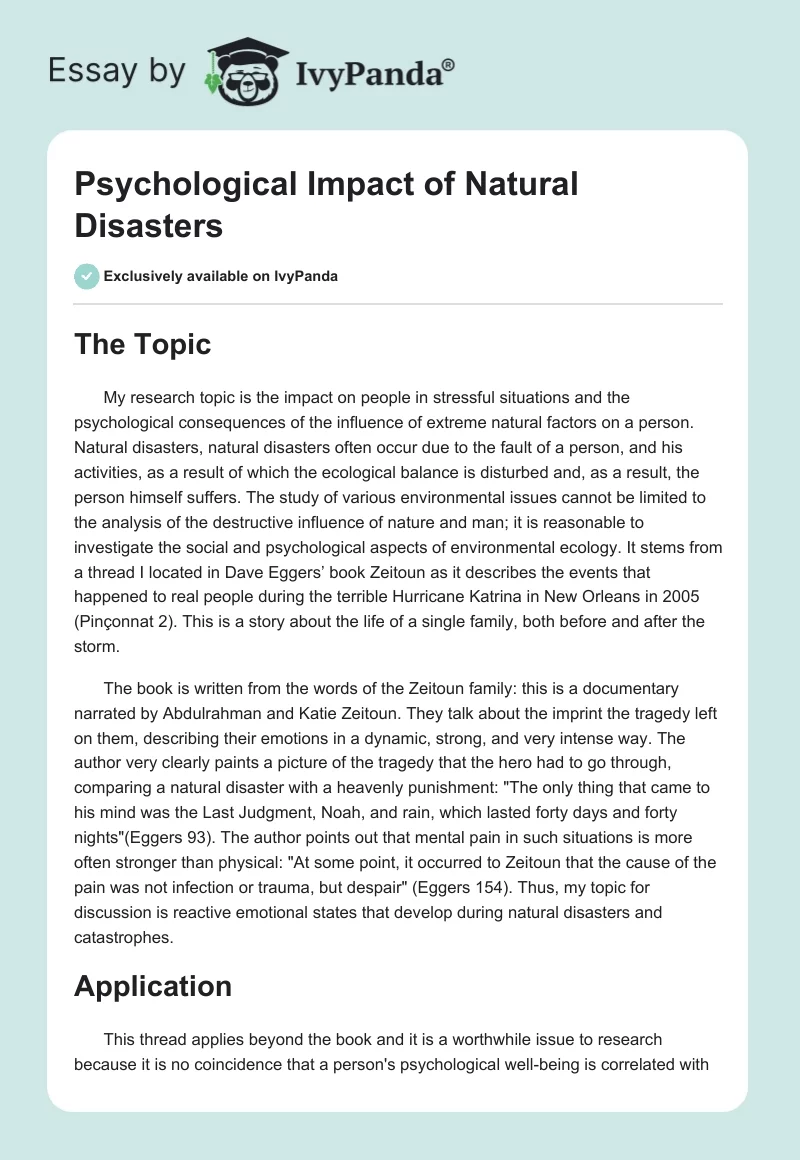Psychological Impact of Natural Disasters. Page 1