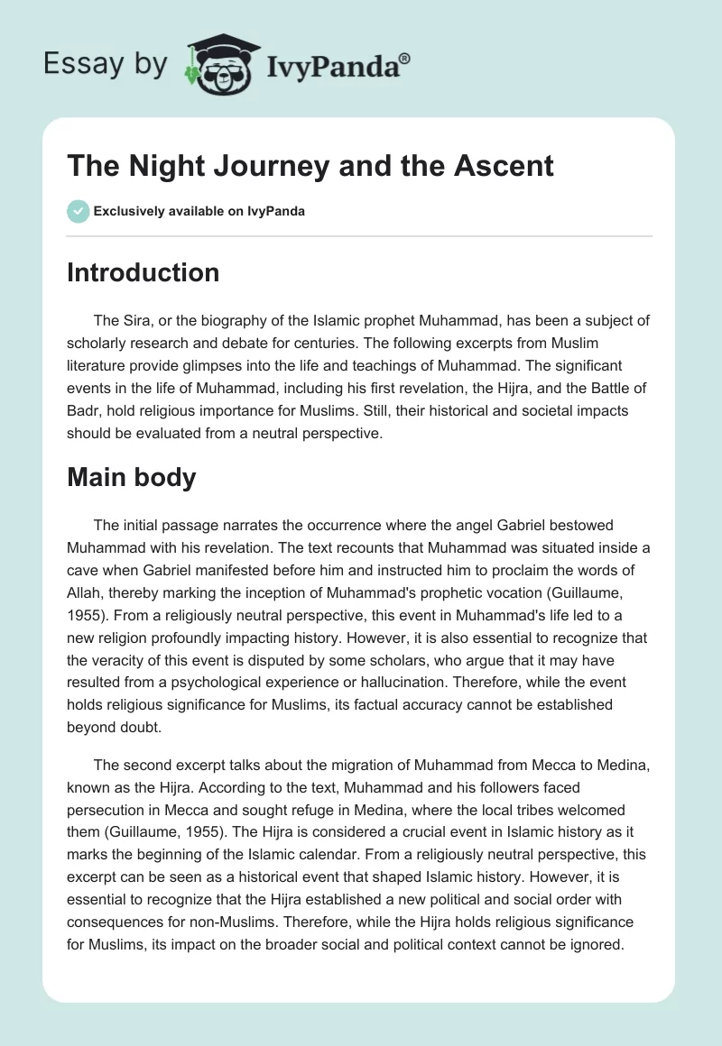 The Night Journey and the Ascent. Page 1