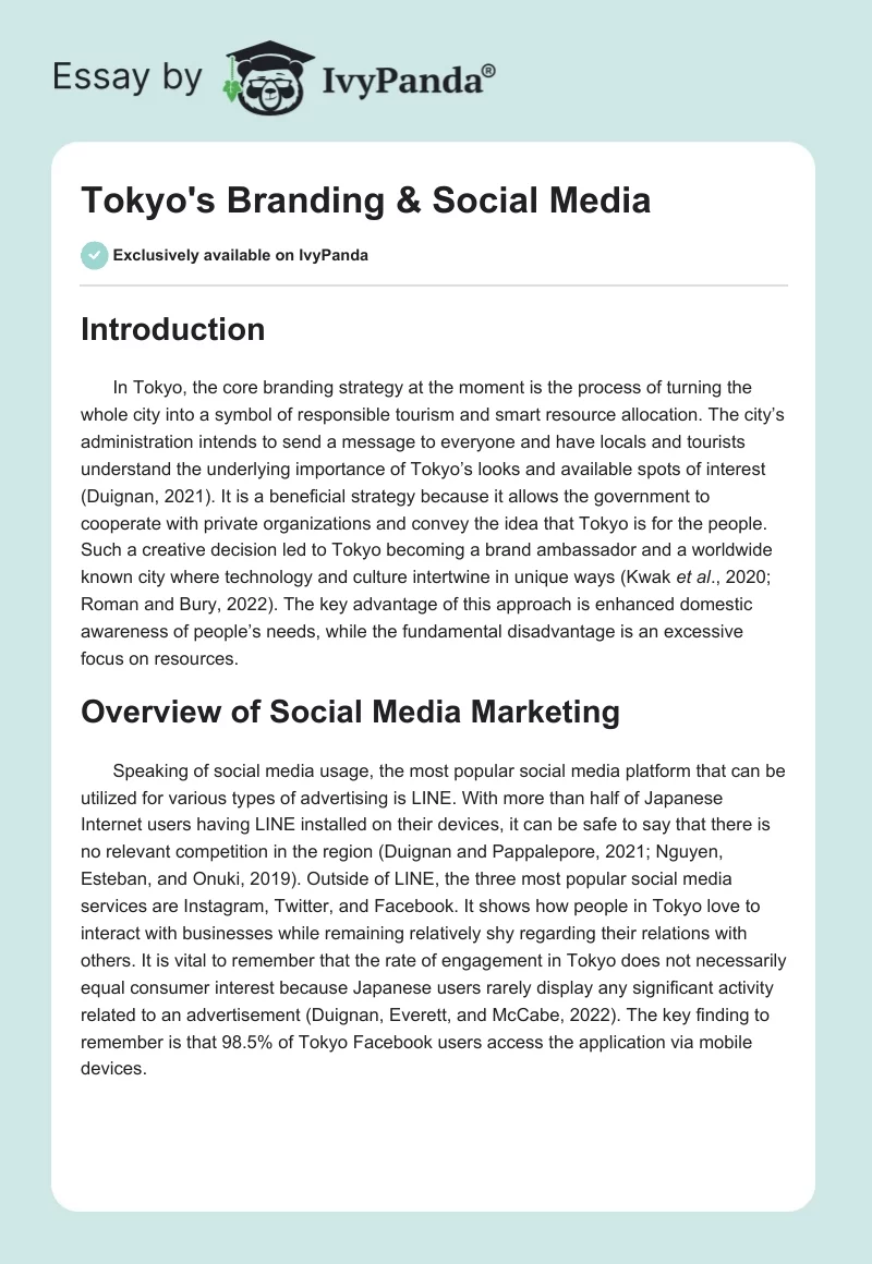 Tokyo's Branding & Social Media. Page 1
