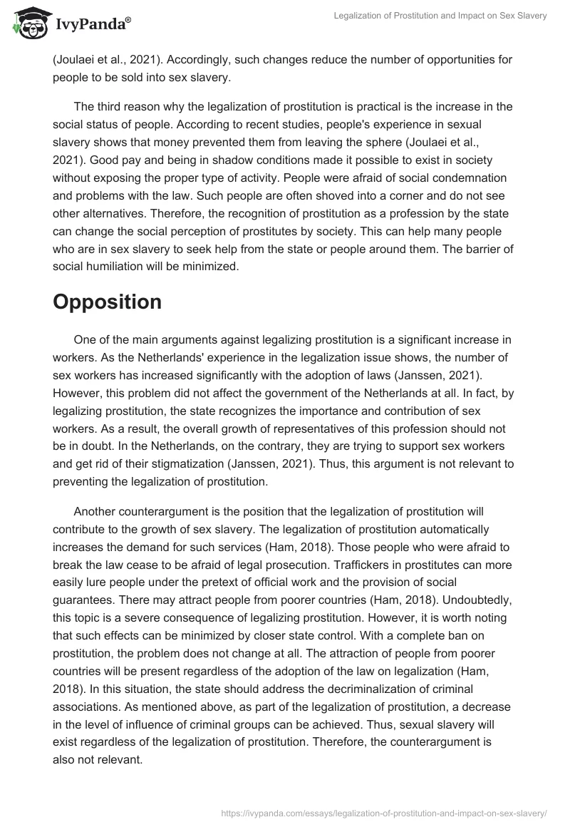 Legalization Of Prostitution And Impact On Slavery 857 Words Essay Example
