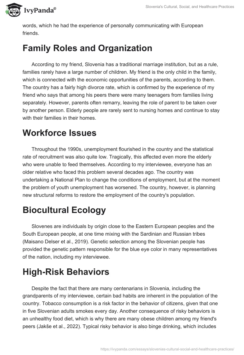 Slovenia's Cultural, Social, and Healthcare Practices. Page 2